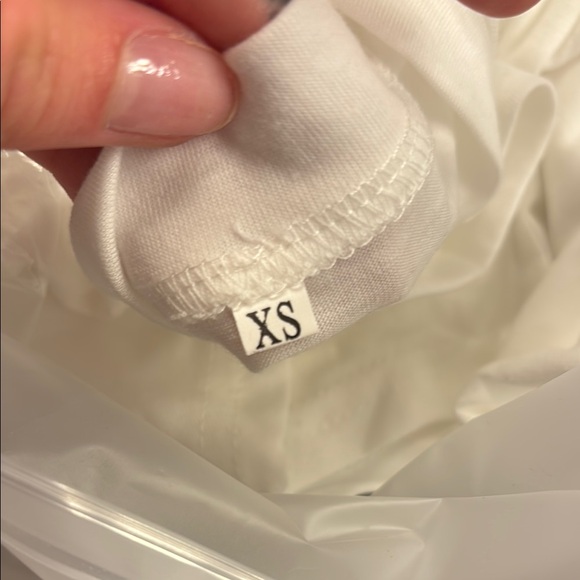 White Boxy Cinched Waist Tee with Oversized Sleeves - Picture 3 of 3